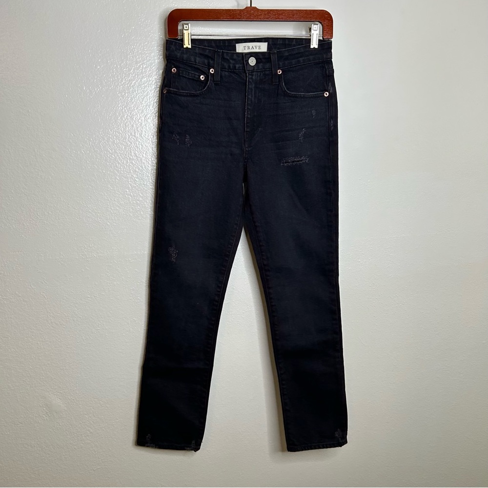 TRAVE Irina Black Distressed Slim Leg Jean in Road to Nowhere 27
